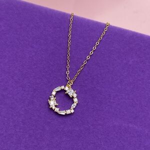 💛 14k Yellow Gold Over Sterling Silver Circle of Life Crystal Necklace